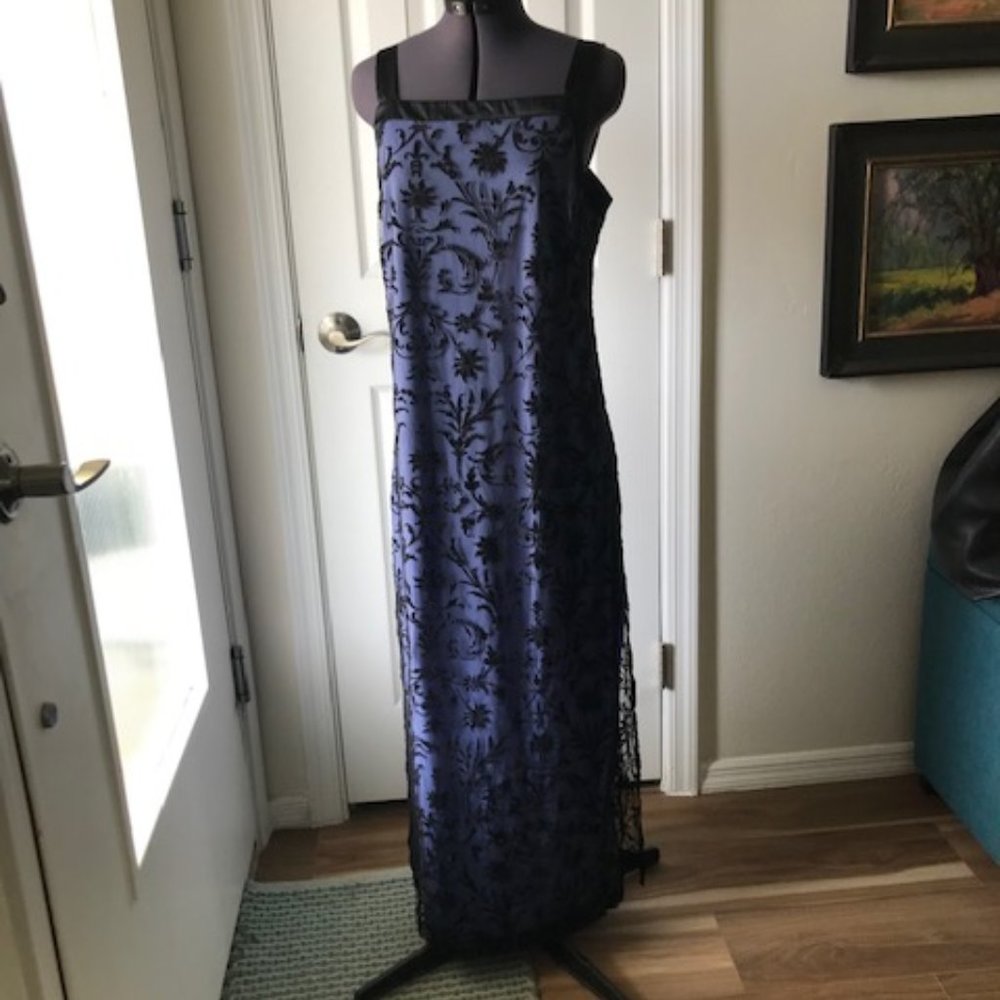 Charlotte Russe long blue black lace sleeveless